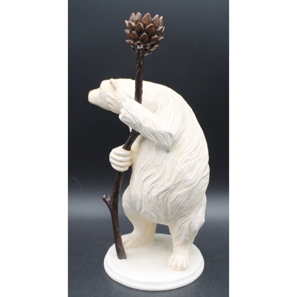 Department 56 Polar Bear Pinecone Candle Holder Figurine Winter Lodge Decor 12" - Picture 4 of 13